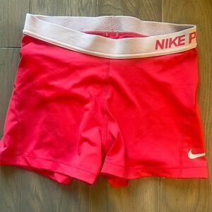 Nike PRO hot pink and white spandex shirt- size M
